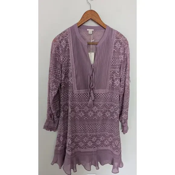 Sundance Lavender Lace Maxine Long Sleeve Dress NWT - Picture 3 of 6